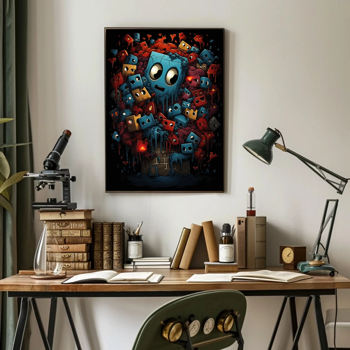 Colorful Cubic Characters Abstract Art Poster