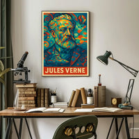 Jules Verne Mosaic Portrait Art Poster - Pop Culture Poster