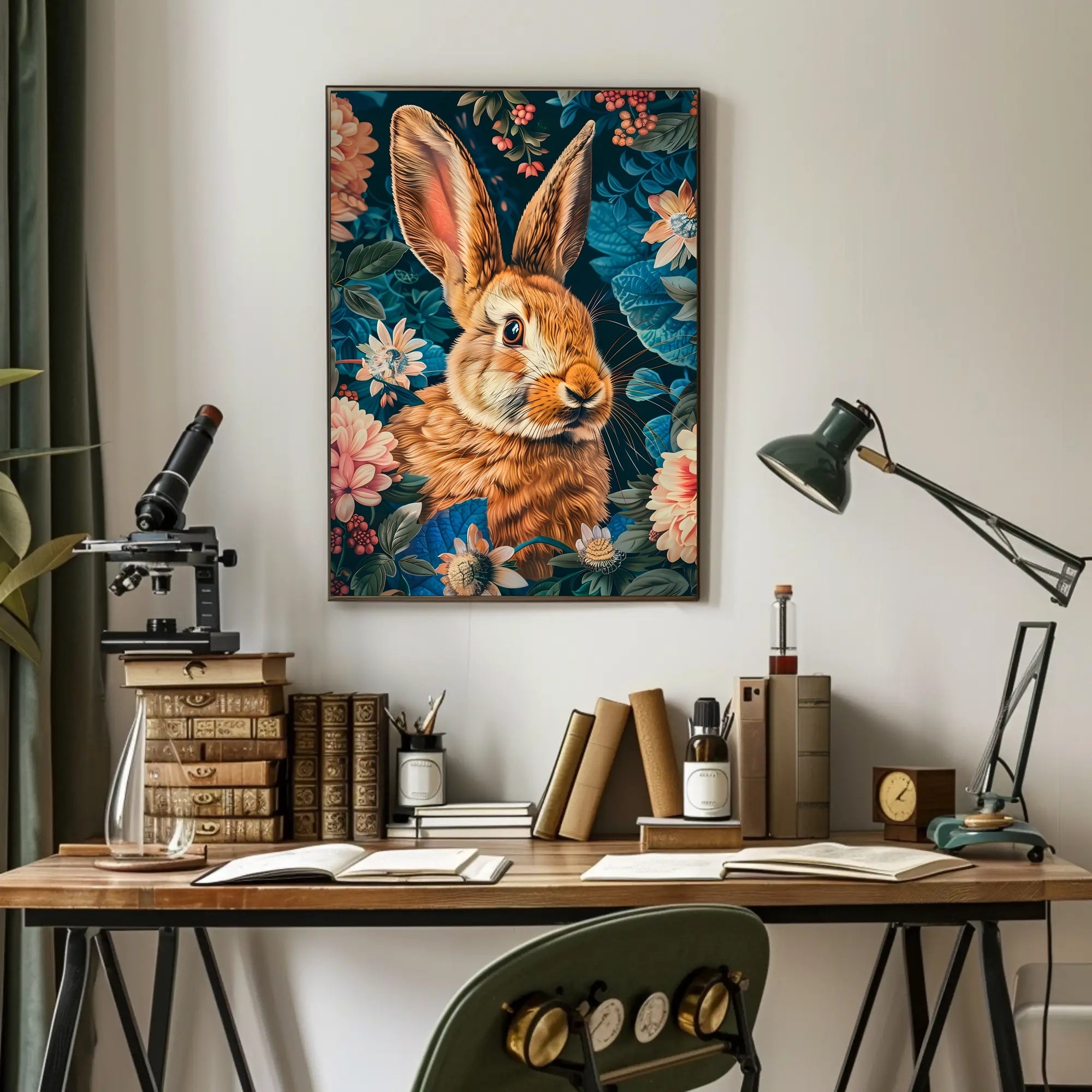 Enchanted Rabbit in Bloom Wall Art Print