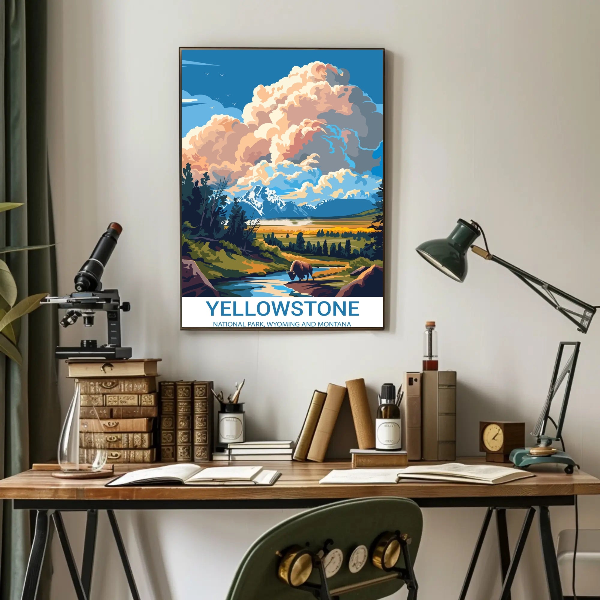 Yellowstone National Park Vintage Wilderness National Park Poster