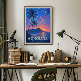 Honolulu Sunset Oahu, Hawaii Poster