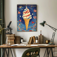 Vibrant Ice Cream Swirl Artwork With Confetti Poster