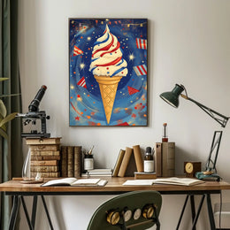 Vibrant Ice Cream Swirl Artwork With Confetti Poster