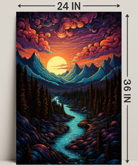 Majestic Mountain Sunset Poster PosterGoat