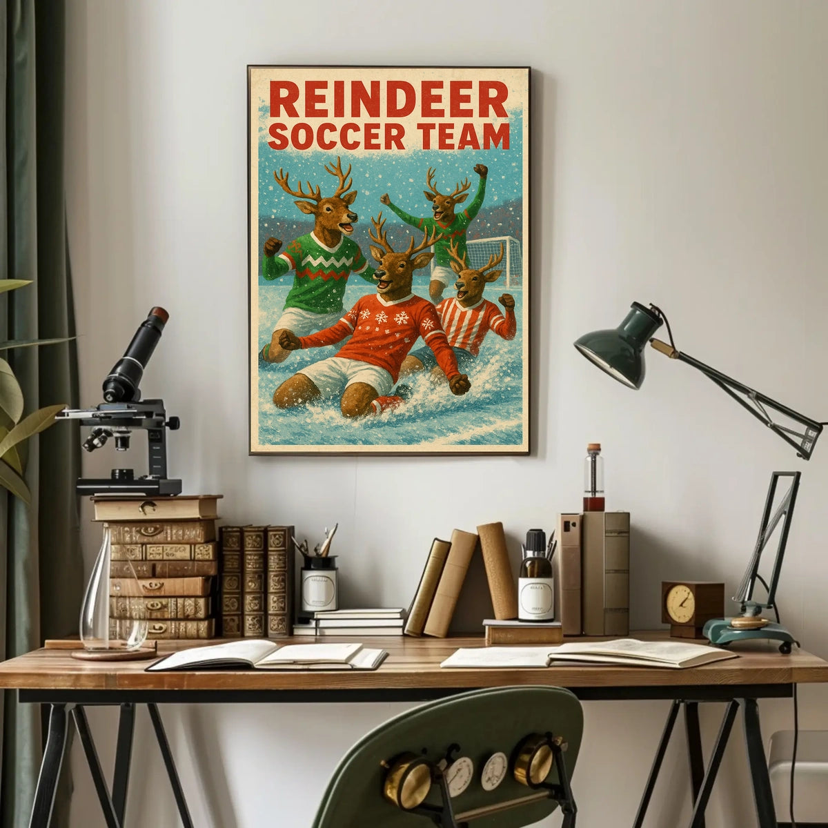Reindeer Soccer Team Celebration Poster
