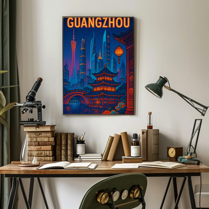 Guangzhou Night Skyline Travel Poster