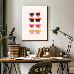 Stylish Sunglasses Collection in Playful Pop Culture Poster PosterGoat