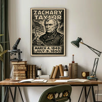 Zachary Taylor 12th President of the United States B & W Comic Sketch Poster