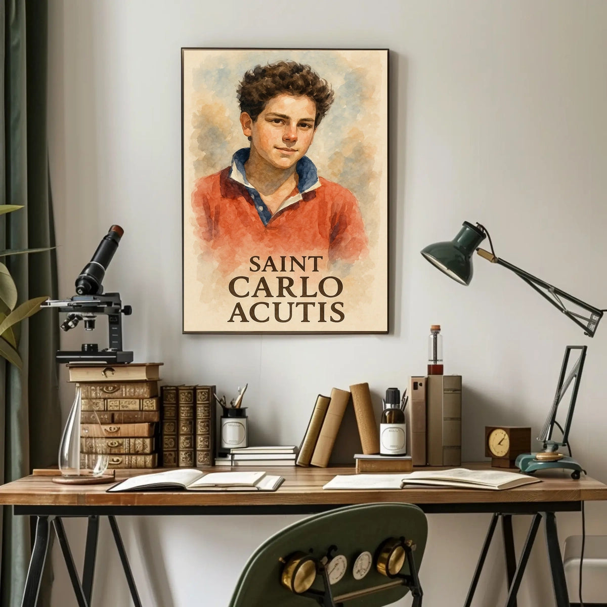 Saint Carlo Acutis Portrait For Wall Decor And Reflection Poster
