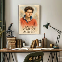 Saint Carlo Acutis Portrait For Wall Decor And Reflection Poster