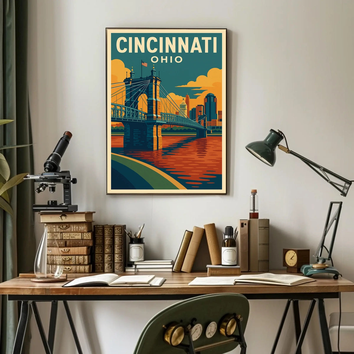 Cincinnati Cityscape Minimalist Wanderlust Poster