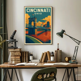 Cincinnati Cityscape Minimalist Wanderlust Poster