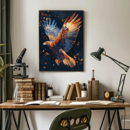Majestic Eagle in Flight Autumn Art Poster
