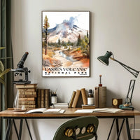 Lassen Volcanic Watercolor Wall Art Poster