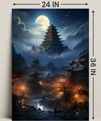 Moonlit Pagoda Serenity Poster