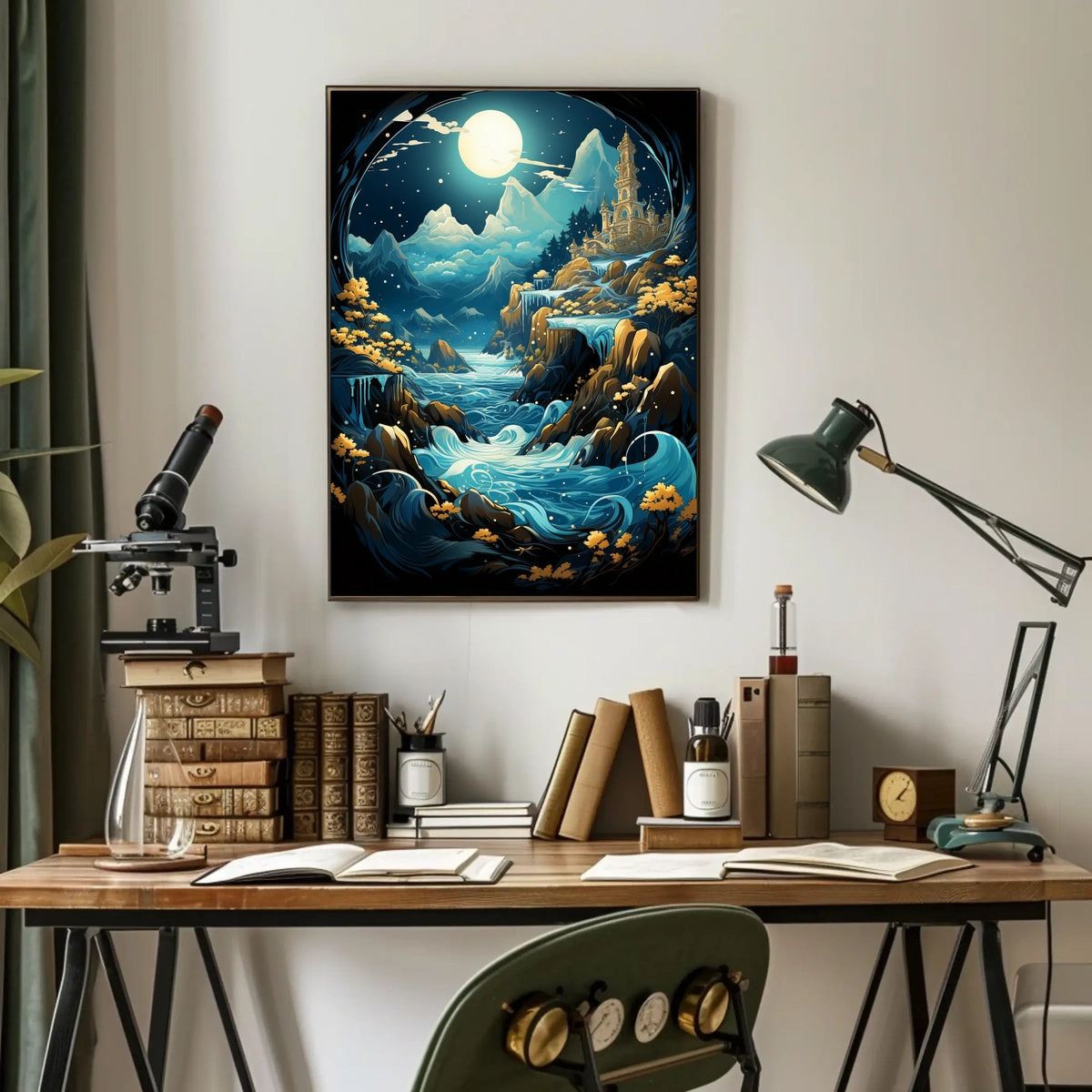 Mystical Moonlit Landscape Fantasy Art Poster