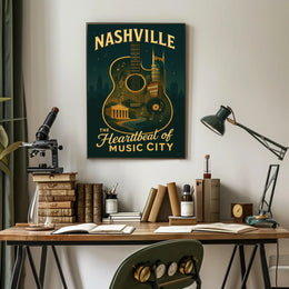 Nashville Poster Vintage Music City Wall Art