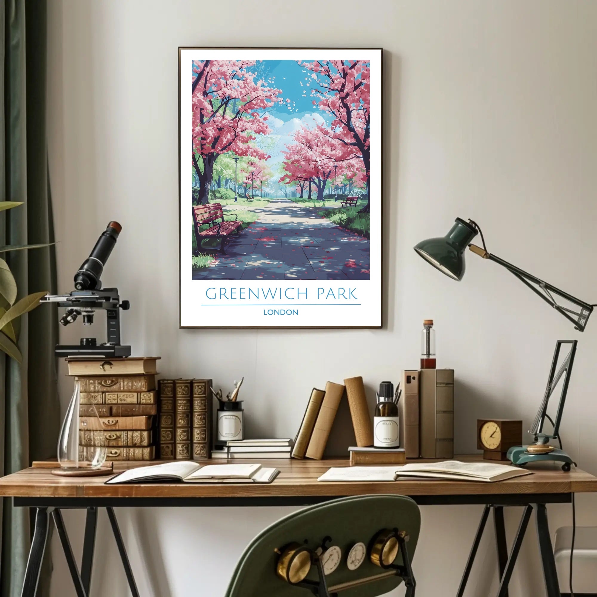 Greenwich Park Serenity Cherry Blossom Travel Poster