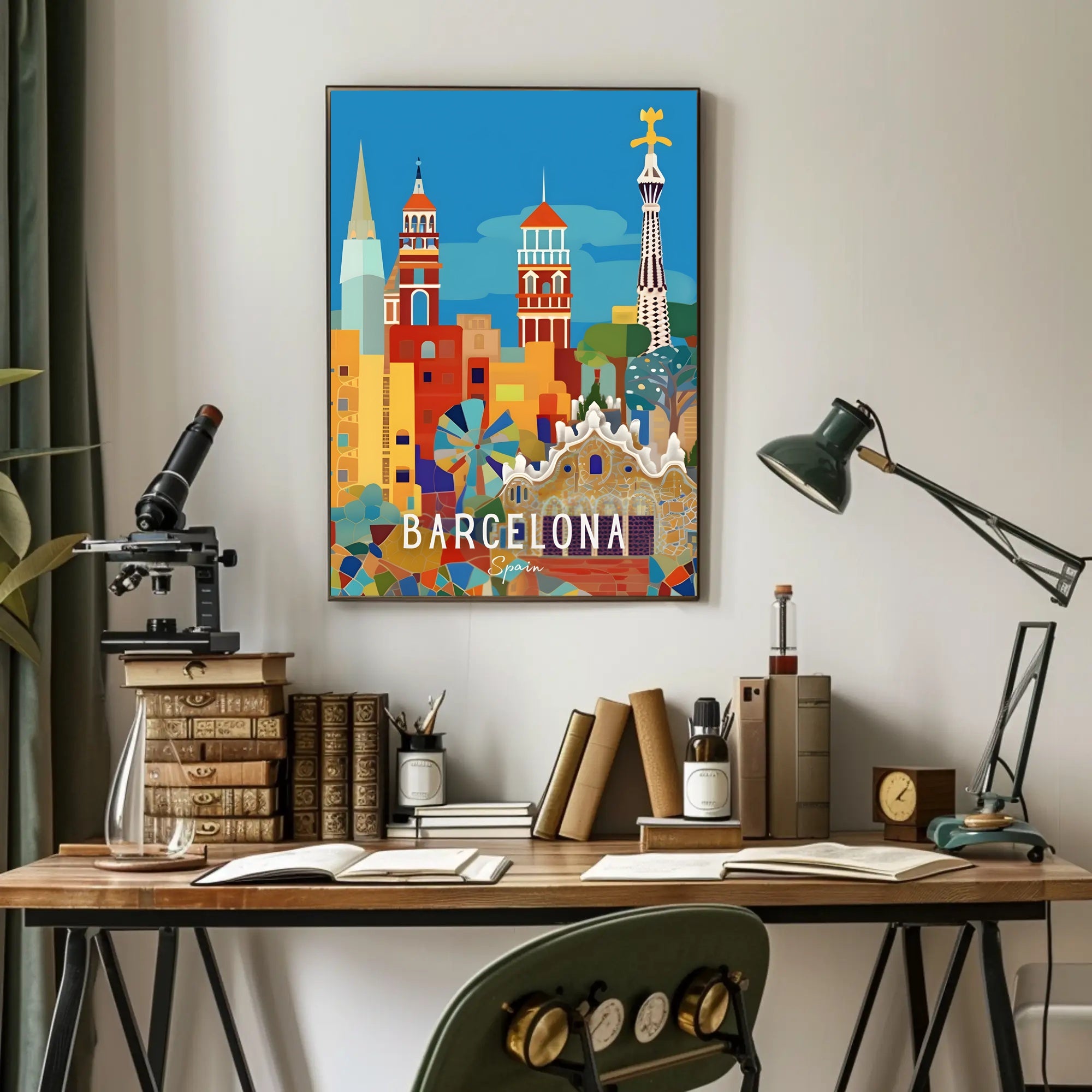 Barcelona's Vibrant Architecture Cityscape Artistic Poster