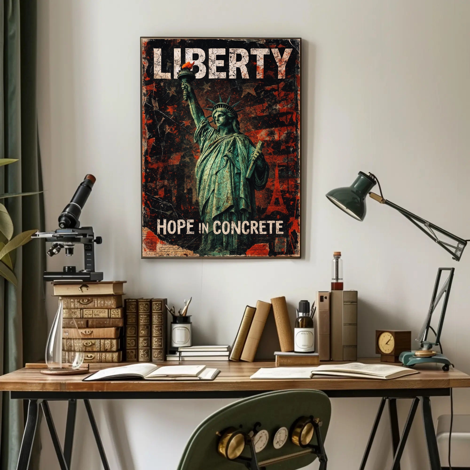 Statue of Liberty Grunge Art Political or Propaganda Poster