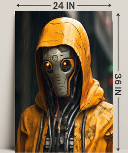 Cybernetic Sentinel In The Rain Poster PosterGoat