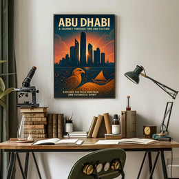 Abu Dhabi Skyline Art Futuristic Cityscape Travel Poster