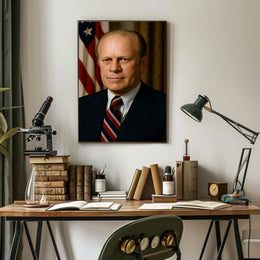 Presidential Portrait with American Flag Historical Poster