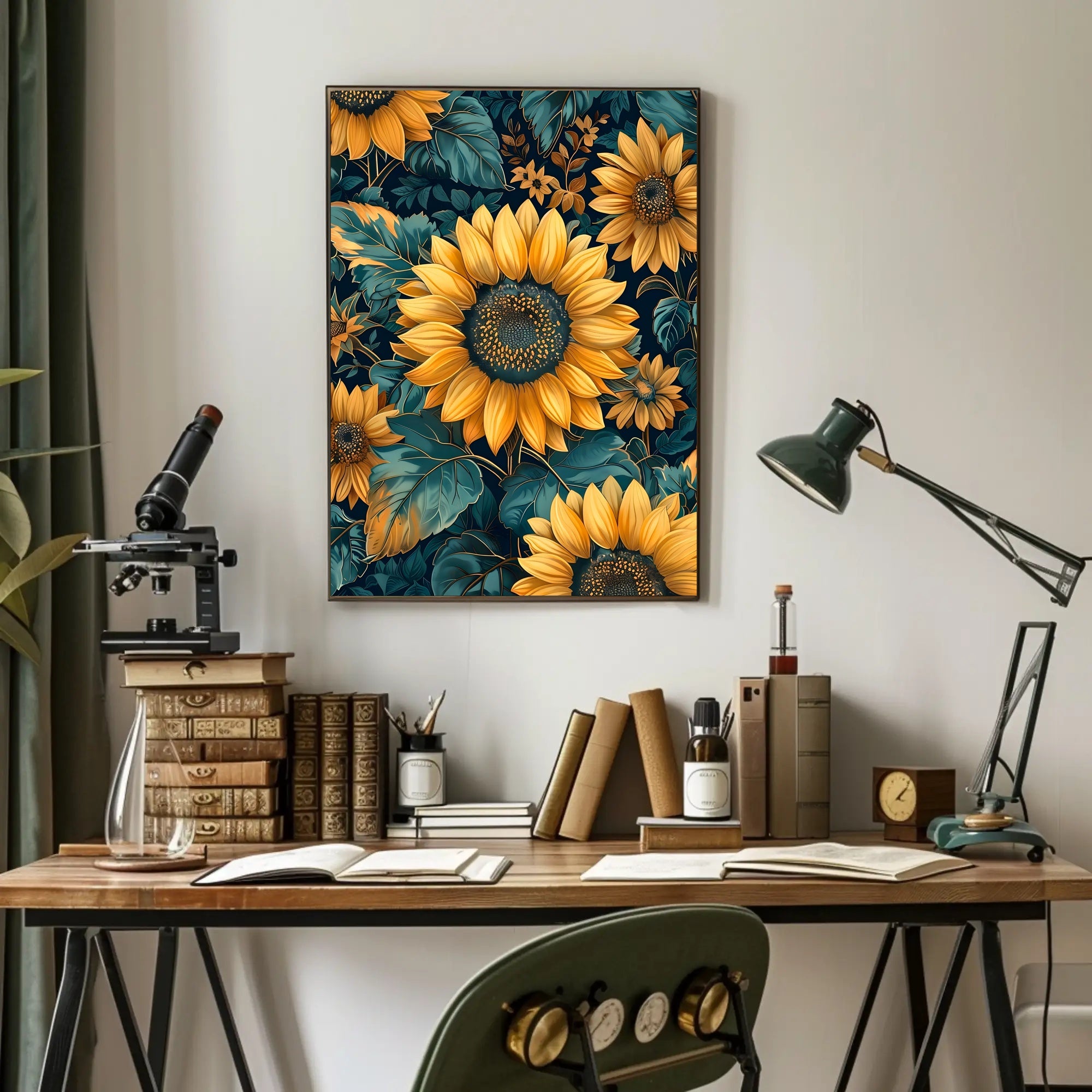 Vibrant Sunflower Botanical Art Print - Abstract or Artistic Poster