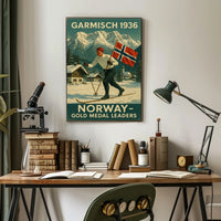 Garmisch 1936 Norway Gold Medal Poster