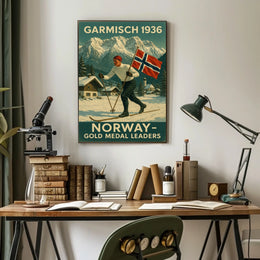 Garmisch 1936 Norway Gold Medal Poster