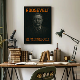 Theodore Roosevelt 26th President of the United States Techno Schematic Poster