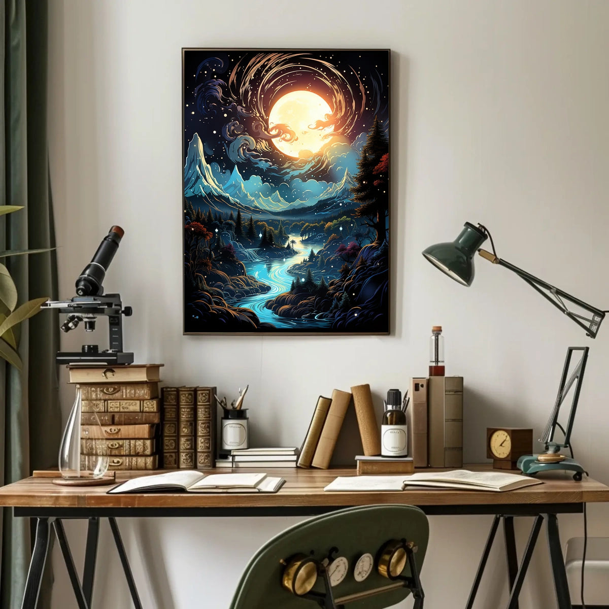 Moonlit Enchantment: Serene Night Landscape Poster