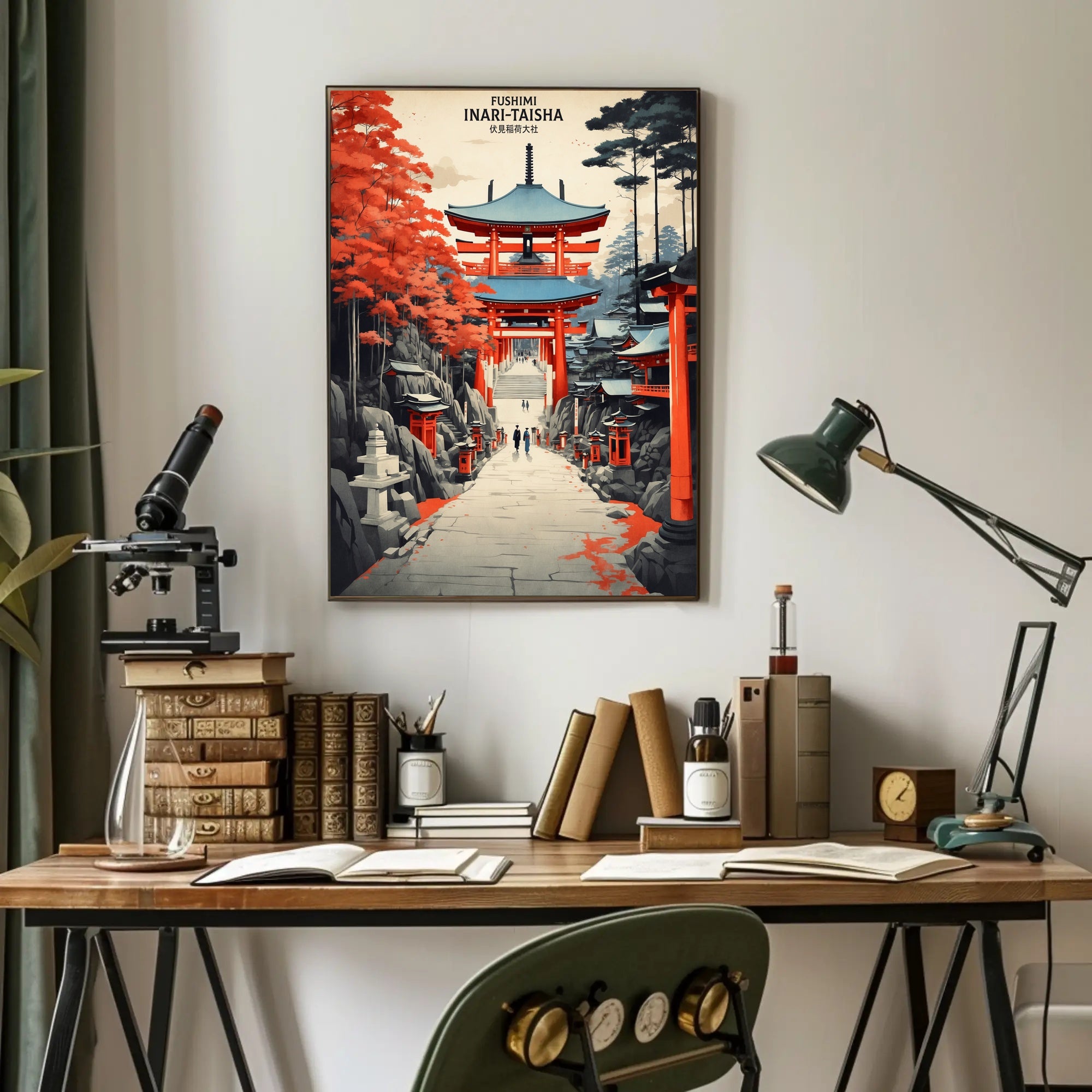 Fushimi Inari Shrine Illustration: Japanese Travel Poster