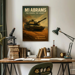 M1 Abrams Military Poster Vintage Tank Wall Art