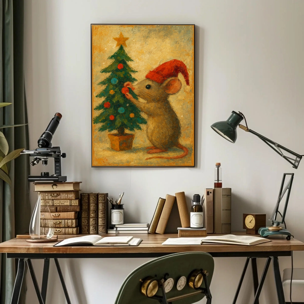 Holiday Mouse and Christmas Tree Poster