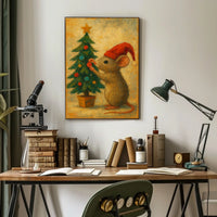 Holiday Mouse and Christmas Tree Poster