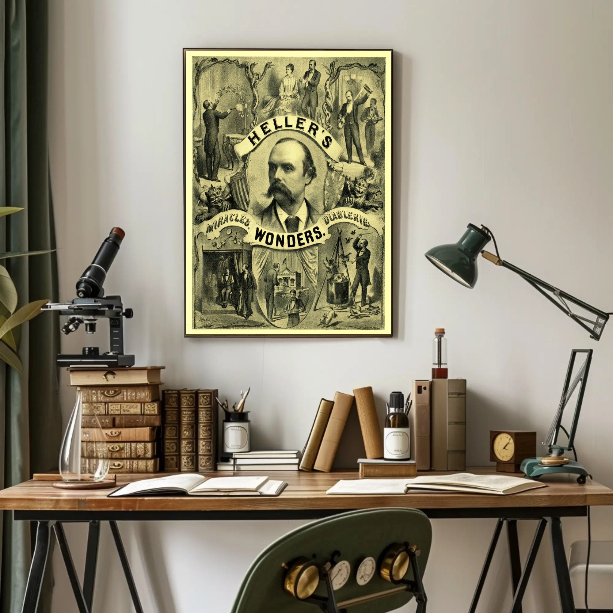 Heller's Wonders Vintage Magic Illusion Cultural Heritage Poster