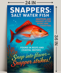 Snapper Strikes Salt Water Fish Poster PosterGoat