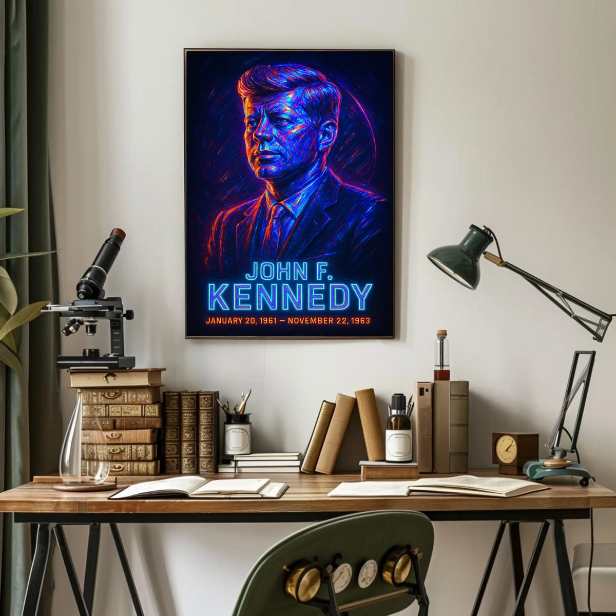 John F Kennedy Vintage Patriotic History Poster