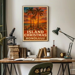 Island Christmas In Honolulu Poster