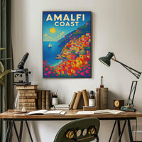 Amalfi Coast Poster Wall Art for Coastal Home Decor