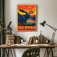 Isle Royale Moose Vintage Adventure Poster