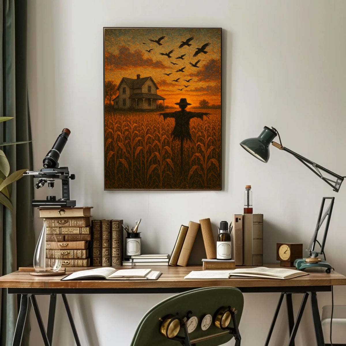 Rural Farmhouse Sunset Impressionistic Cozy Autumn Poster