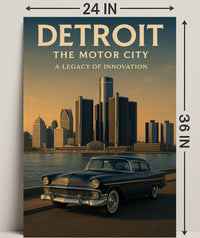 Detroit The Motor City Vintage Poster PosterGoat
