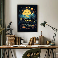 Celestial Harmony Moonlit Forest Poster