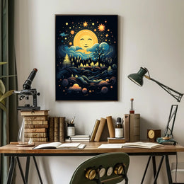 Celestial Harmony Moonlit Forest Poster