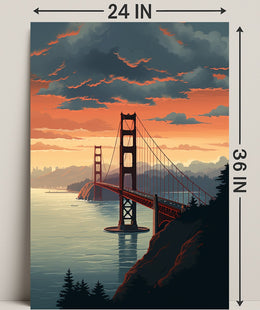 Golden Gate At Dusk Poster