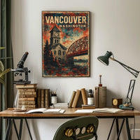 Vancouver Washington Vintage Travel Souvenir Poster