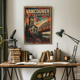 Vancouver Washington Vintage Travel Souvenir Poster