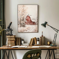 Winter Barn Scene Poster